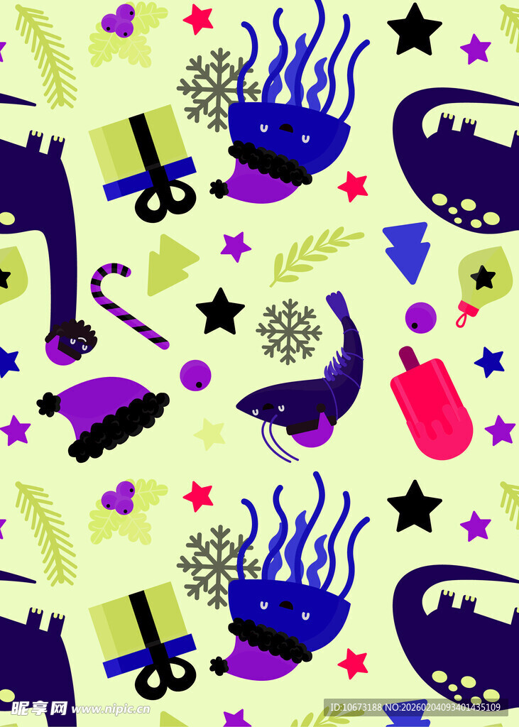 多彩海洋元素卡通图案背景