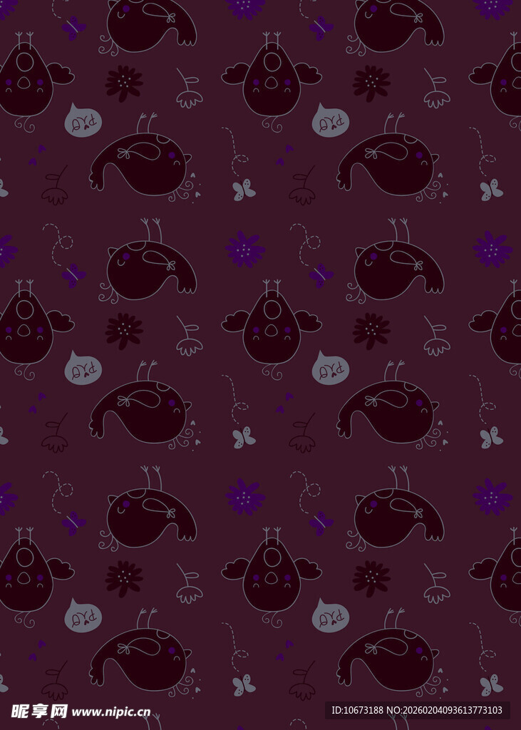 紫色海洋生物图案背景