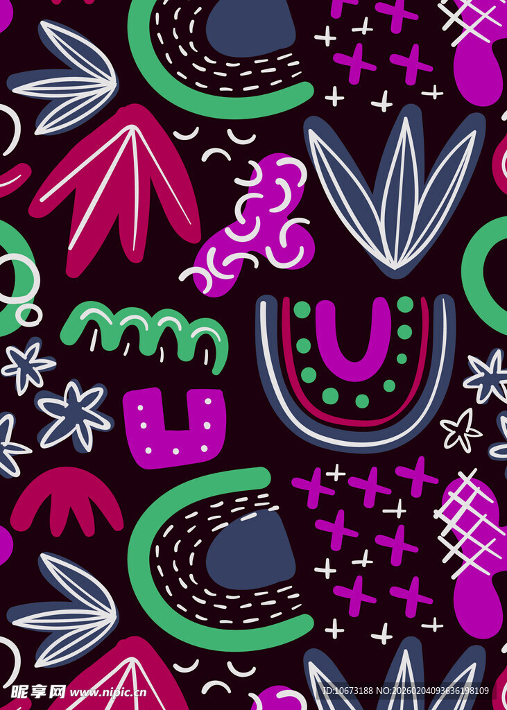 多彩几何植物图案背景