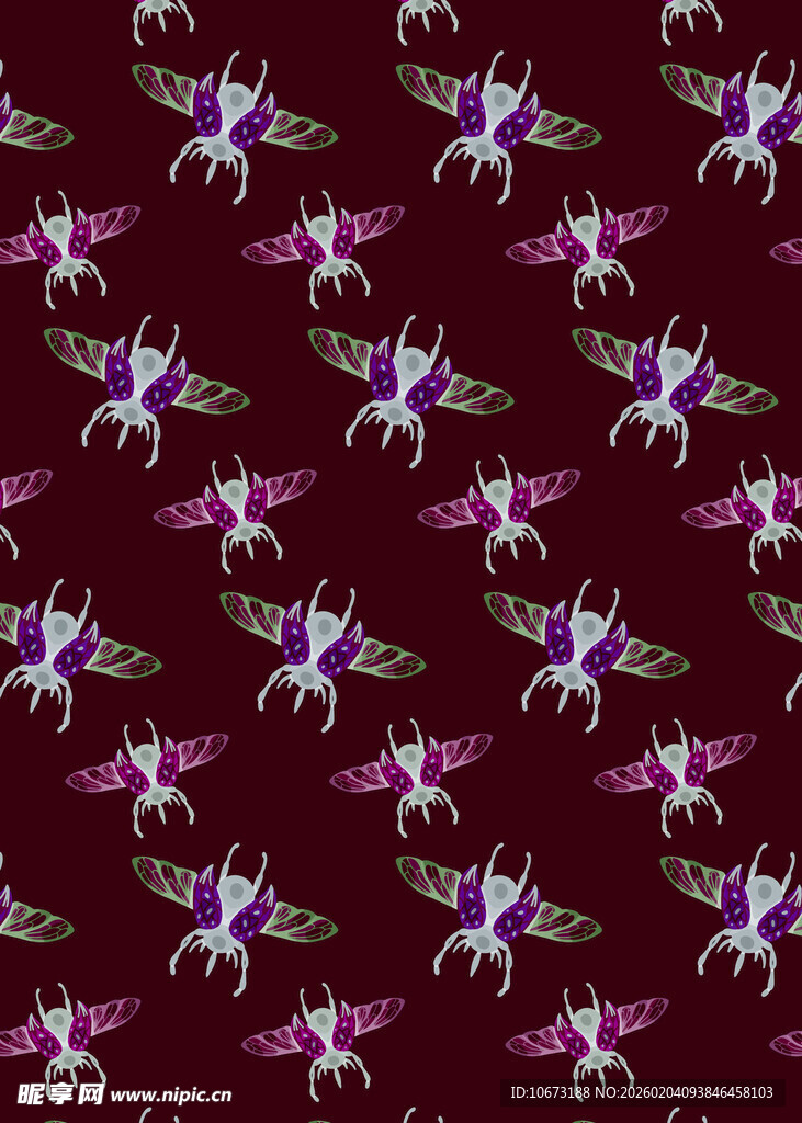 紫色蜂鸟图案背景纹理