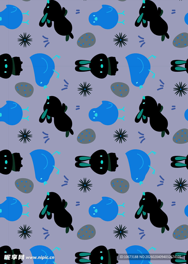 卡通动物与物品图案背景