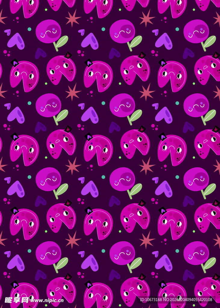 紫色卡通图案无缝背景