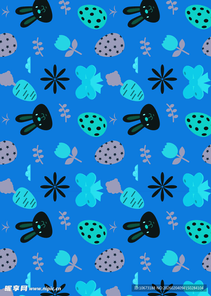 蓝色花卉蝴蝶图案背景