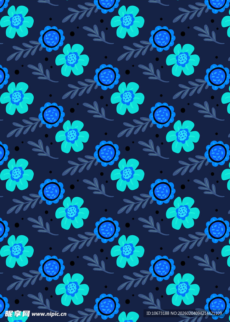 蓝绿花朵图案背景
