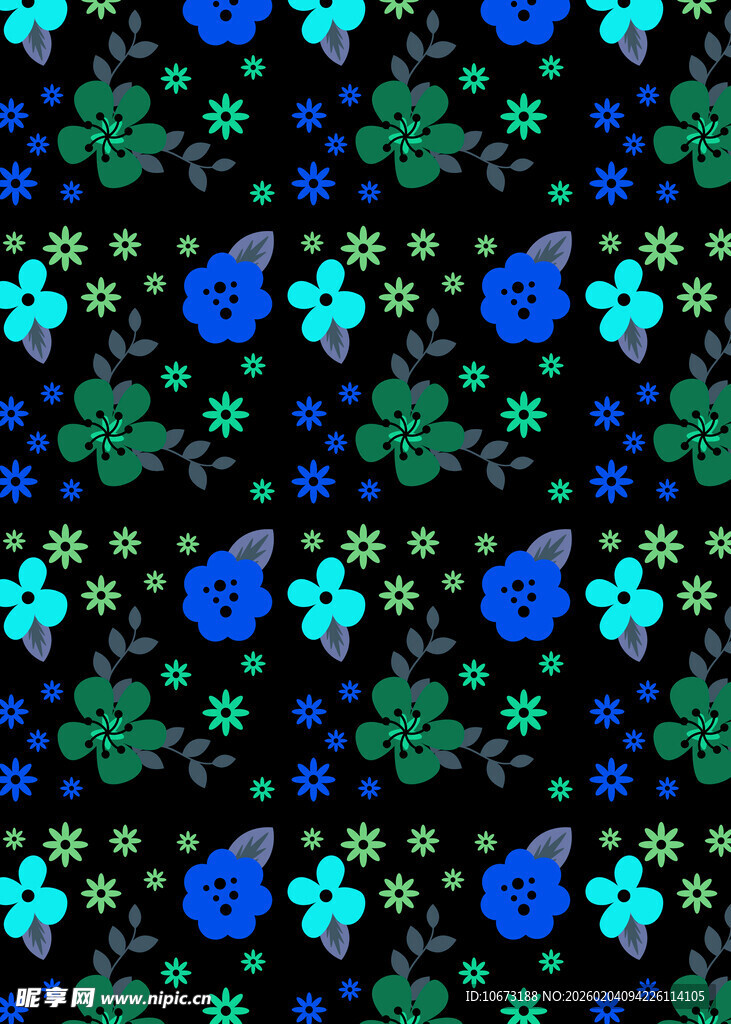 蓝绿花卉图案背景纹理