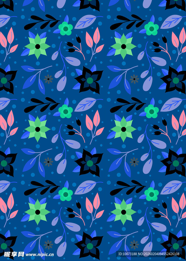 蓝色花卉抽象图案背景
