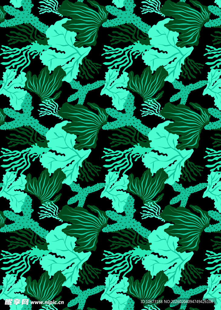 翠绿花卉图案背景纹理