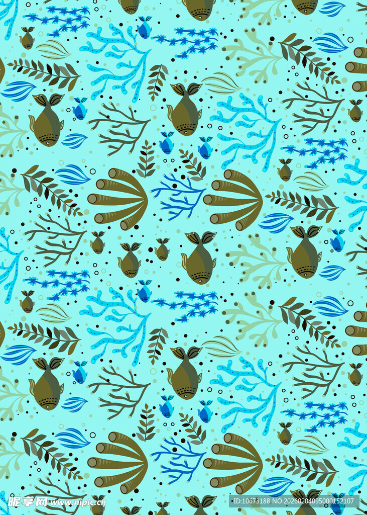 海洋生物图案的清新背景