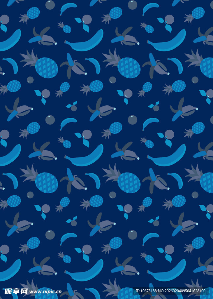 蓝色梦幻花卉星空图案