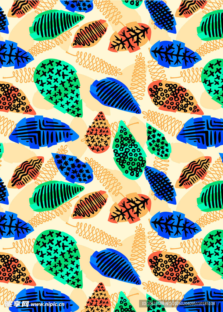 多彩斑点叶片图案背景