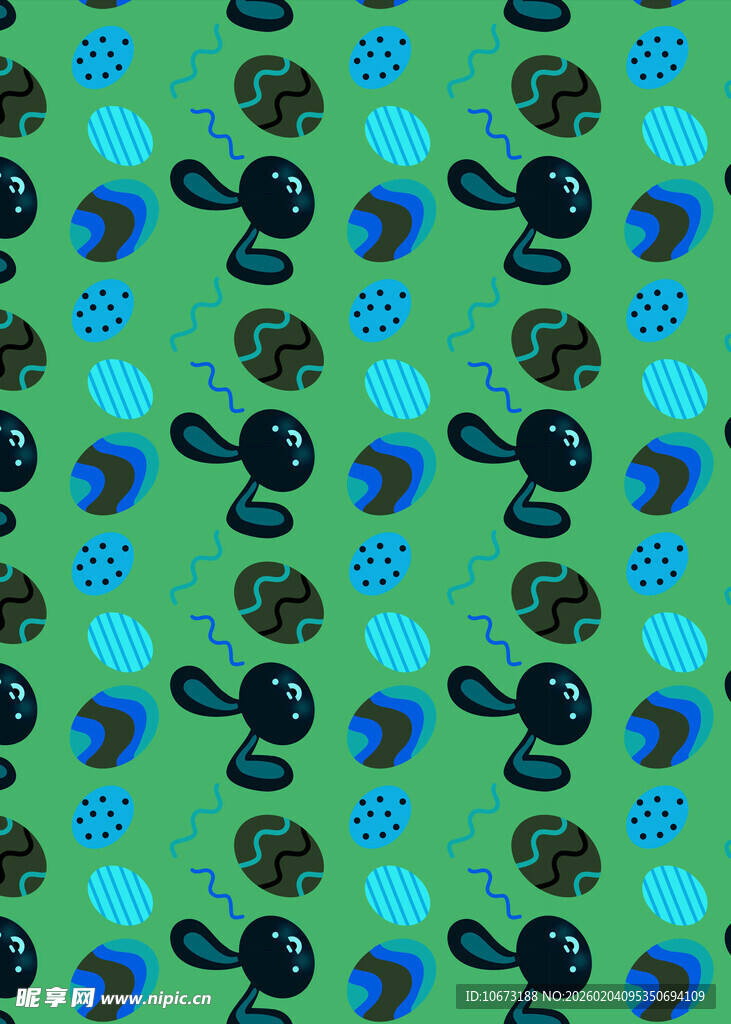 绿色背景的卡通章鱼图案