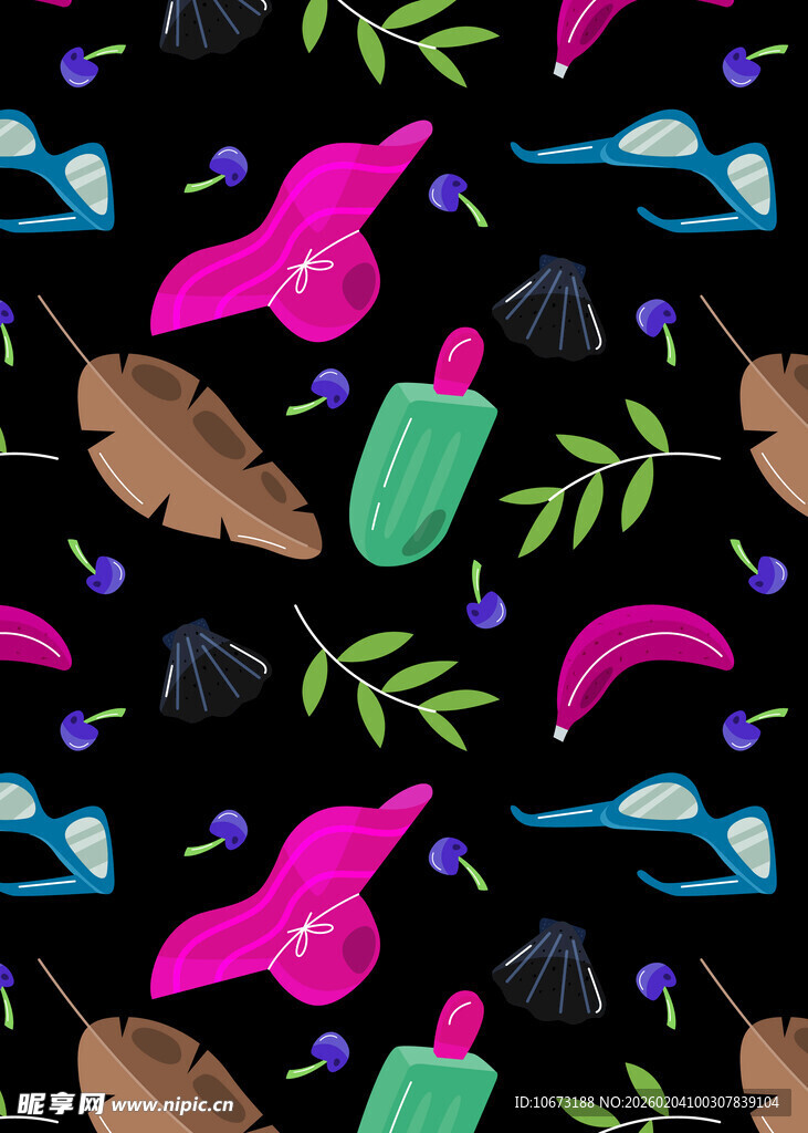 多彩仙人掌图案无缝背景