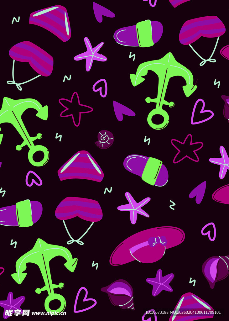 荧光派对元素图案背景