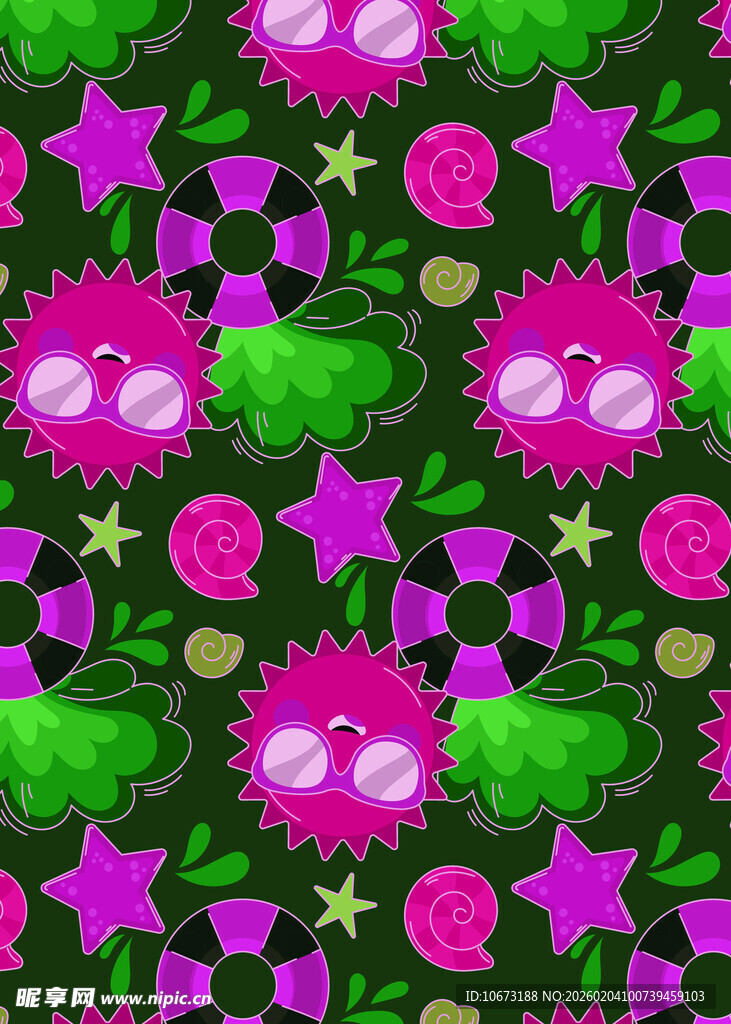 梦幻多彩花卉几何图案