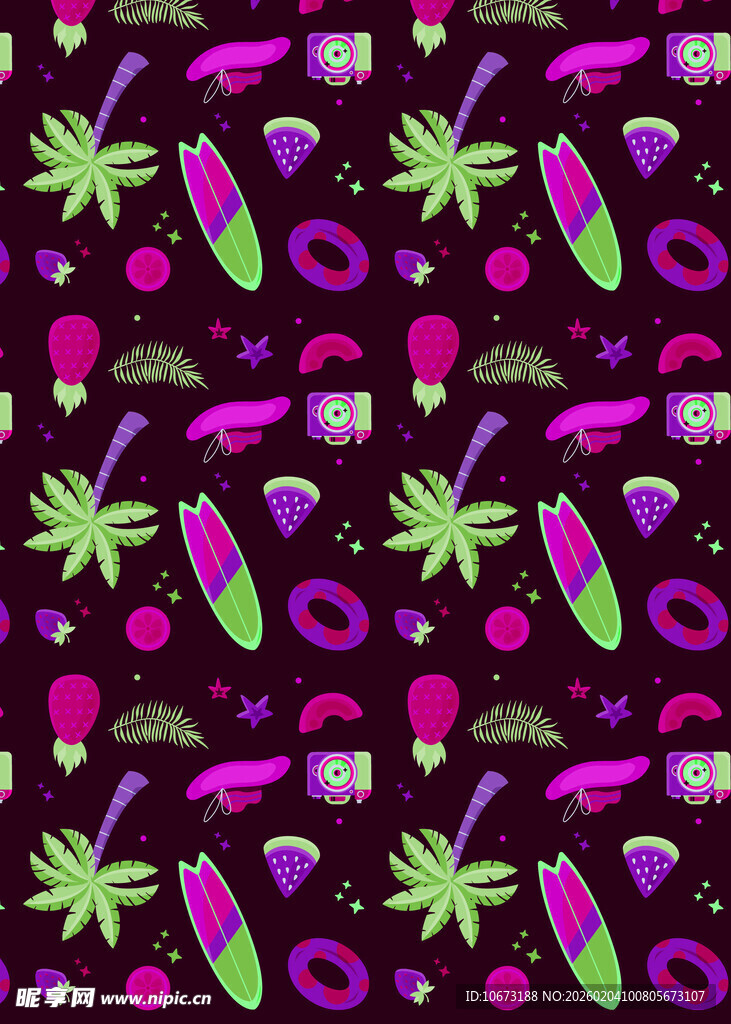 热带水果图案无缝背景