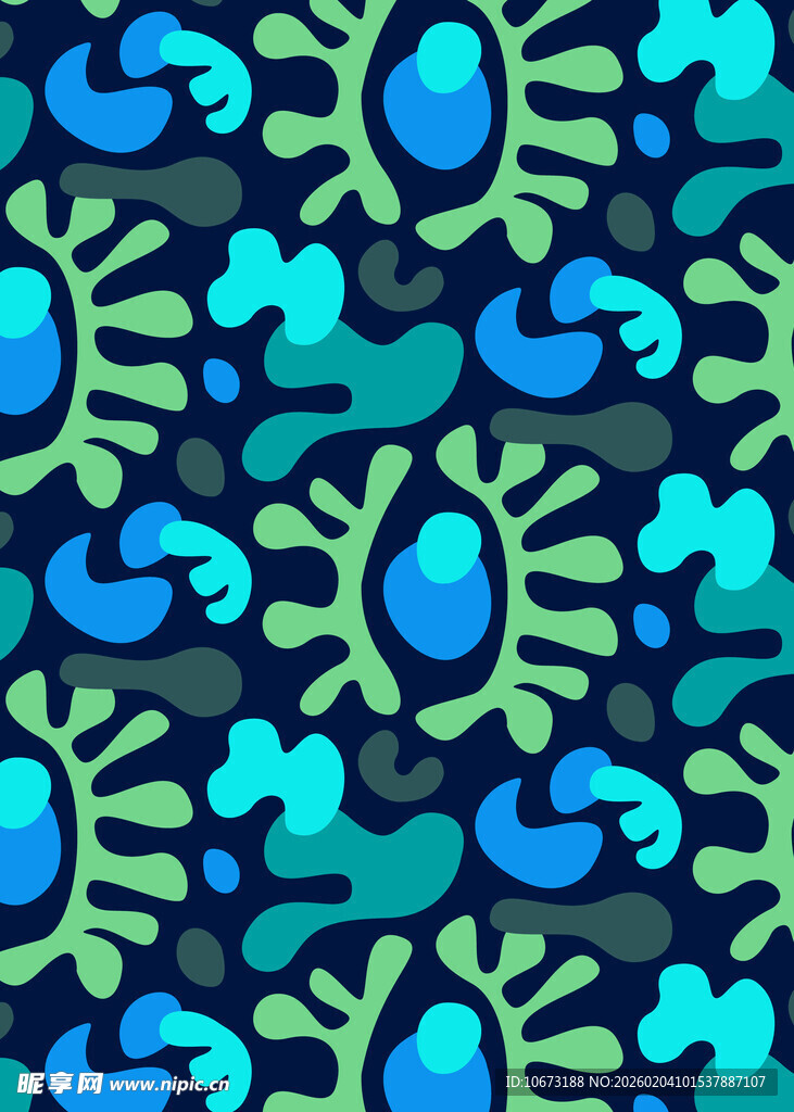 蓝绿抽象图案无缝背景