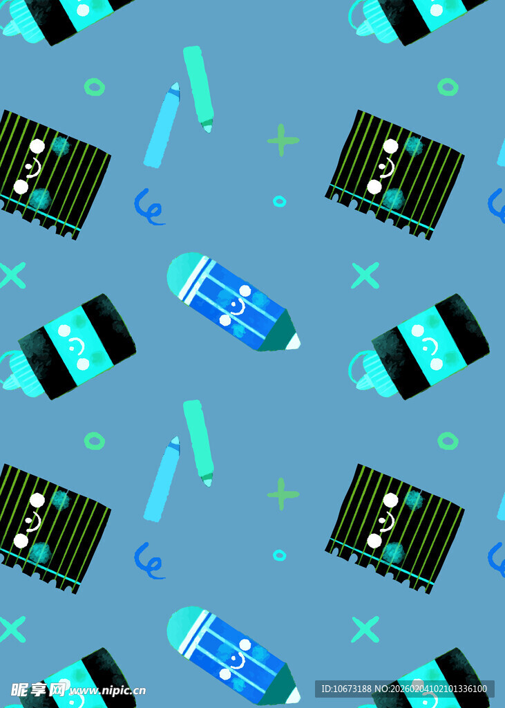 蓝色背景的饮料图案设计