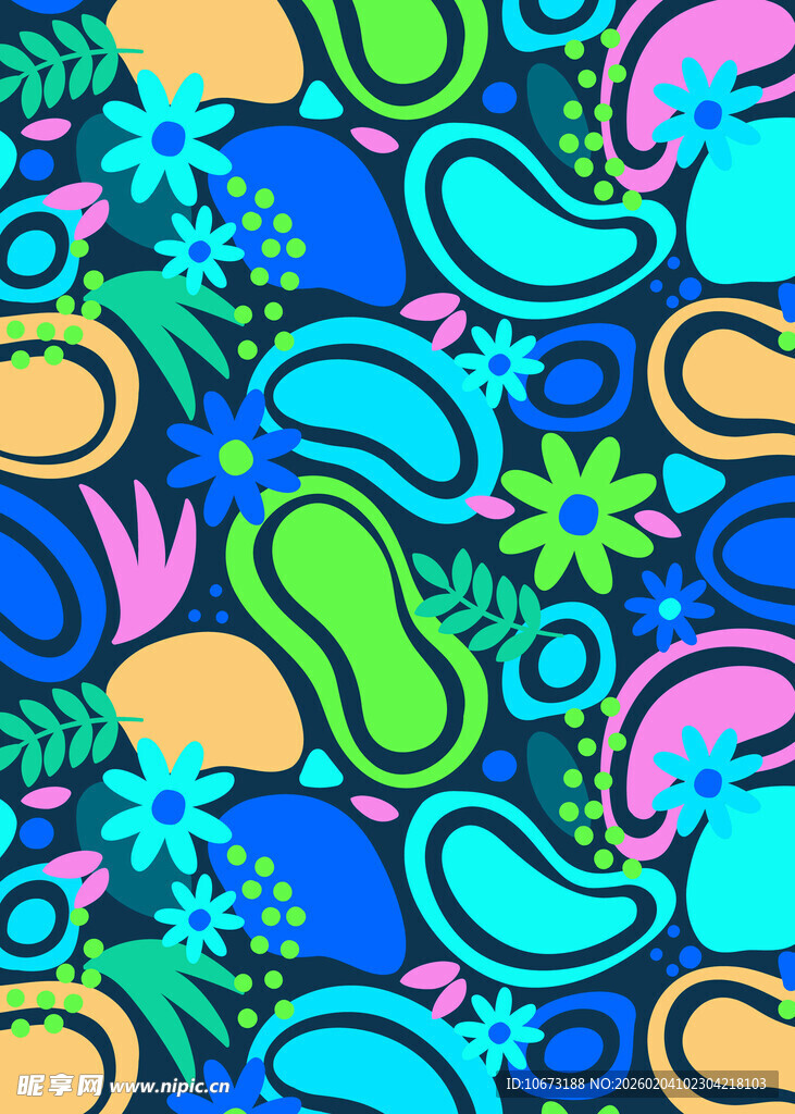 多彩佩斯利花纹图案背景