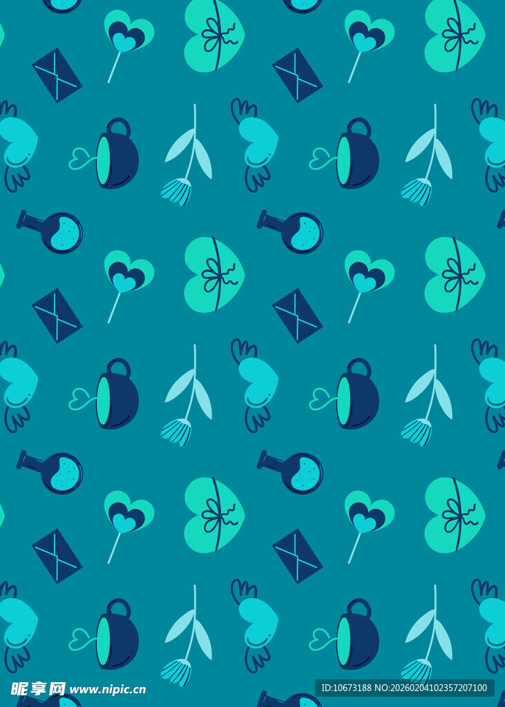 蓝绿色调户外探险元素图案