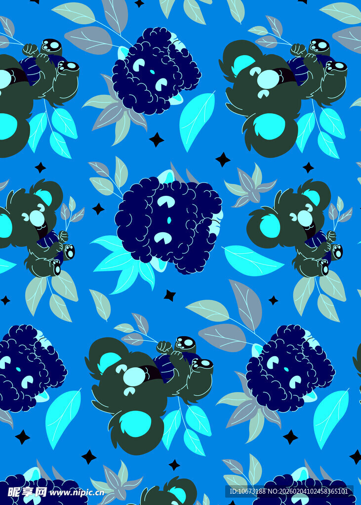 蓝色花卉图案背景设计