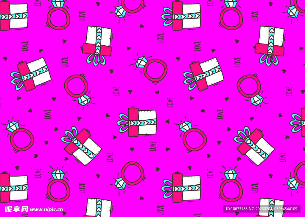 粉色背景的礼物图案设计