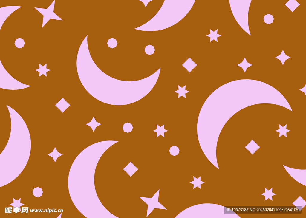 棕底星月几何图案背景