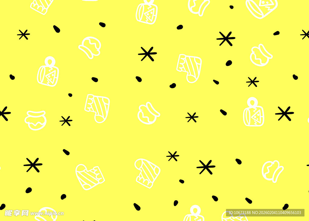 黄色底黑白图案可爱背景