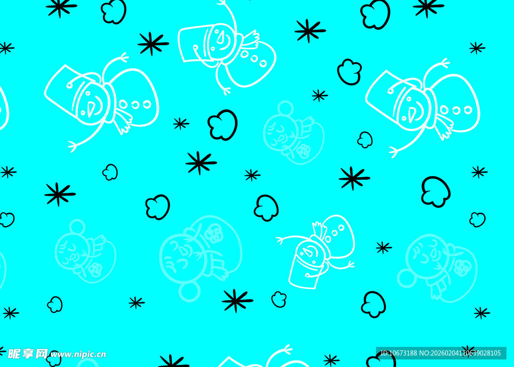 蓝色背景可爱卡通图案