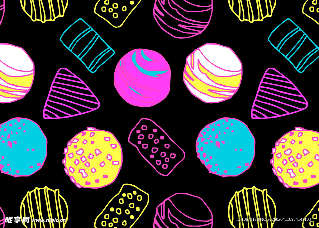 多彩手绘糖果图案背景