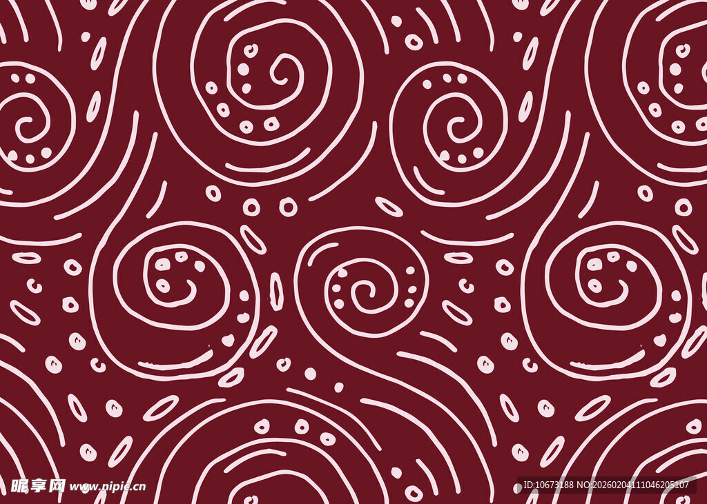 深红底螺旋花纹图案
