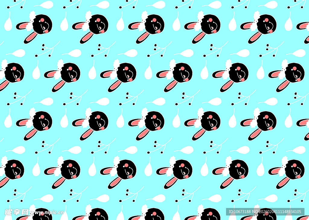 蓝色背景卡通图案无缝纹理