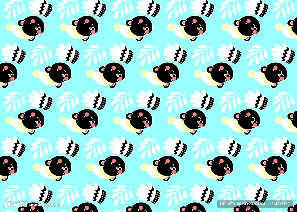 蓝色背景上的卡通兔子图案