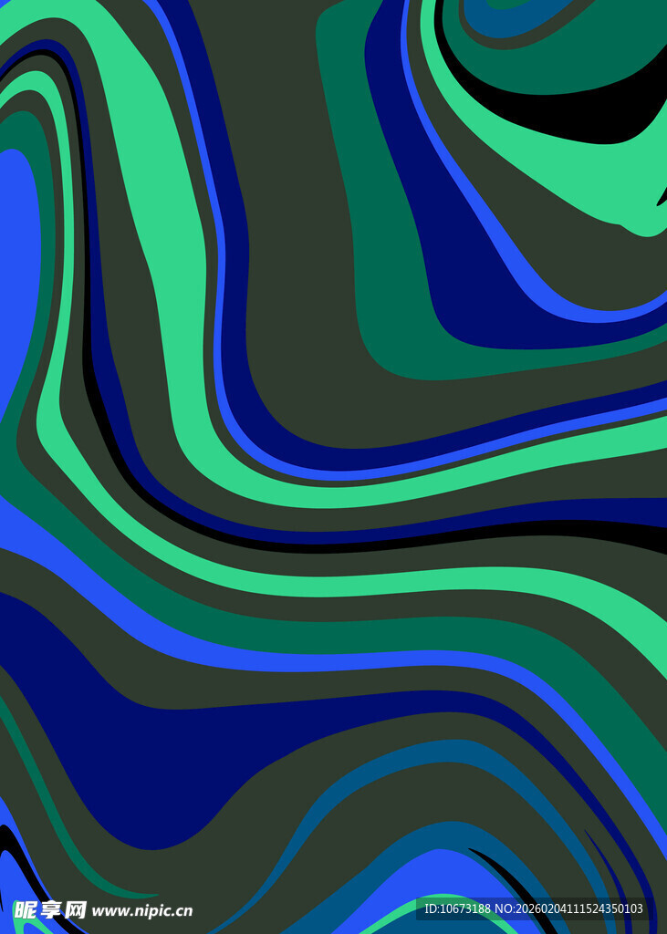 蓝绿渐变抽象波浪图案