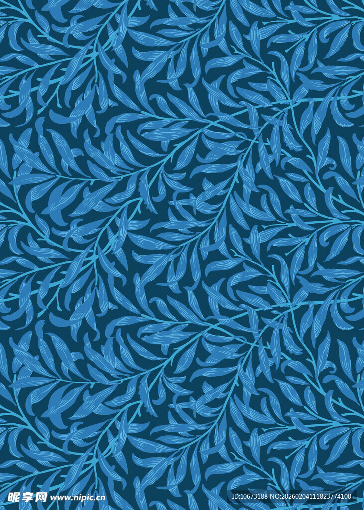 蓝色竹叶图案纹理背景