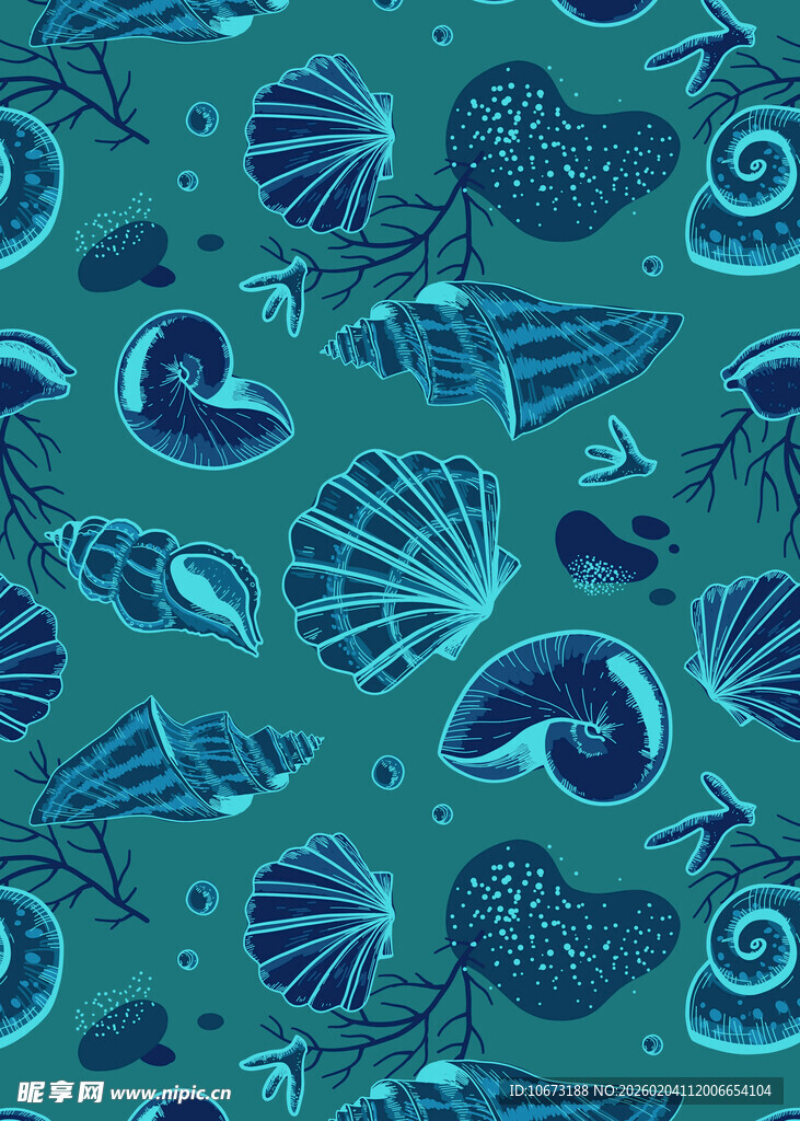 海洋元素无缝图案背景