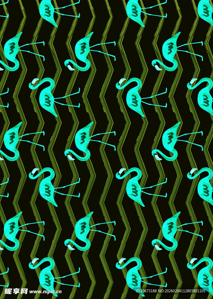 蓝绿飞鸟几何图案背景