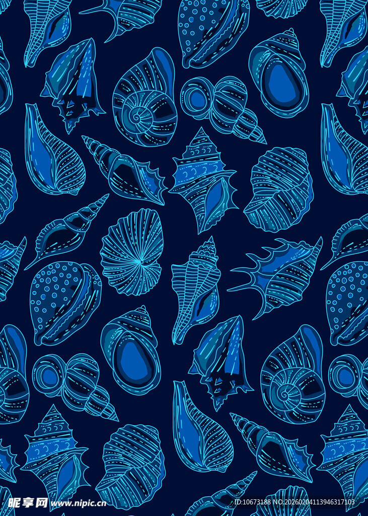 海洋生物图案的深蓝色背景