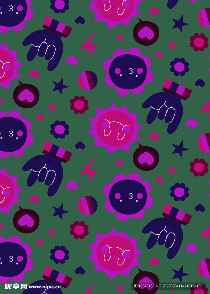 多彩花卉卡通图案背景