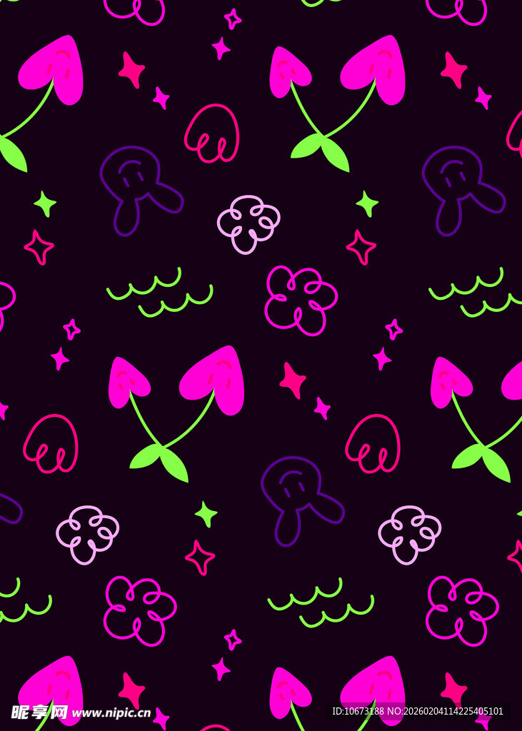 梦幻多彩蘑菇图案背景