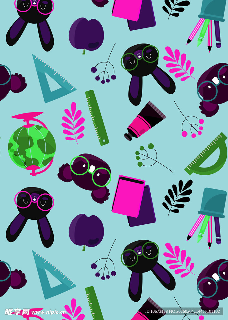 多彩校园文具图案背景