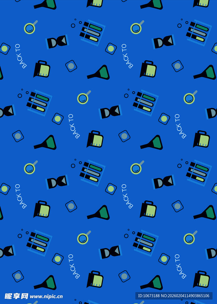 蓝色背景的潜水装备图案