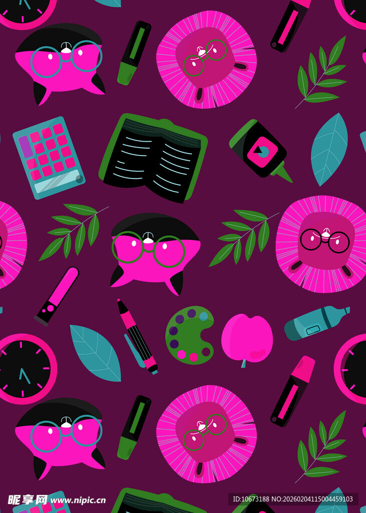 多彩卡通图案背景设计