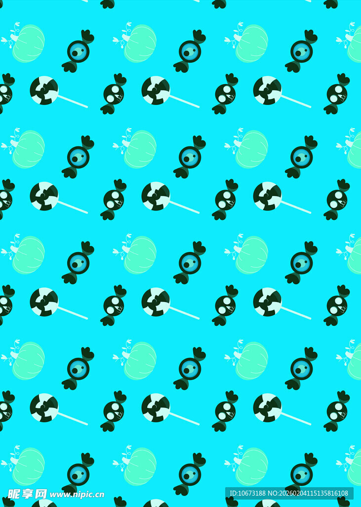 蓝色背景上的黑色图案花纹