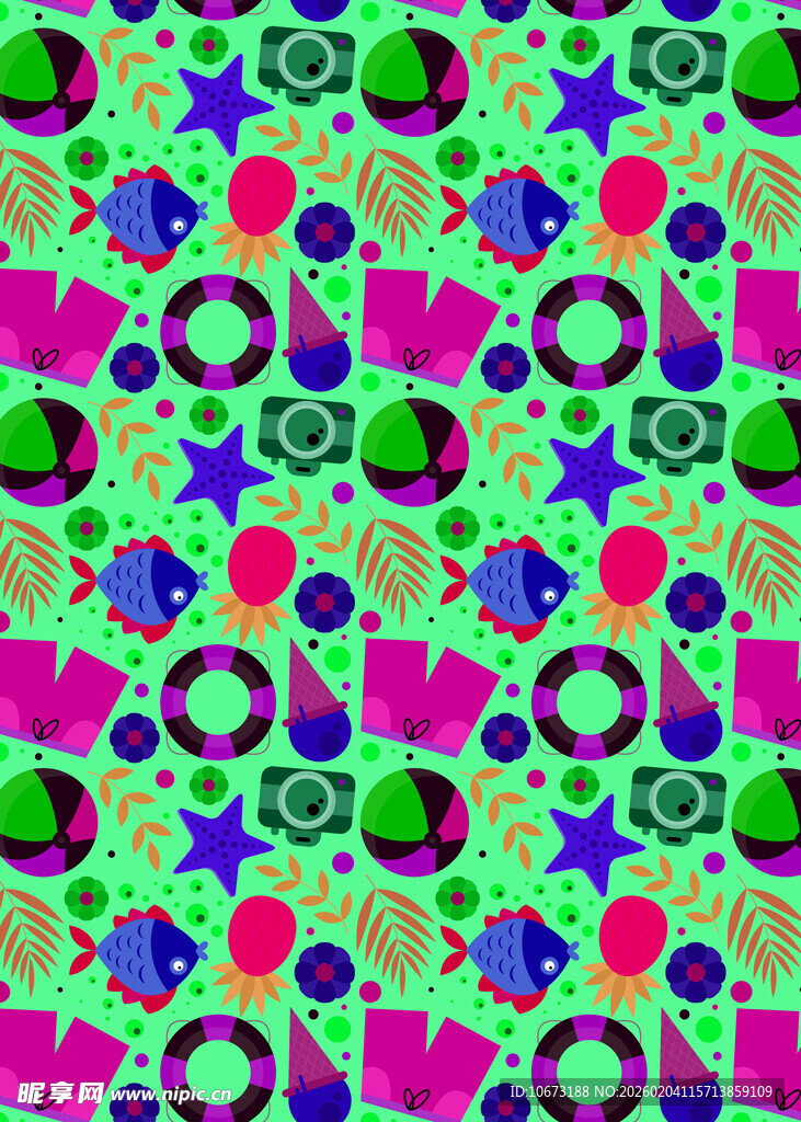 多彩几何图案印花设计