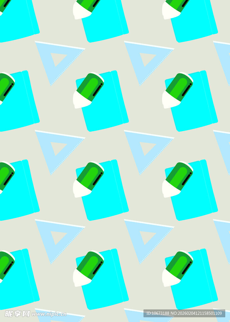 蓝色背景上的绿植图案