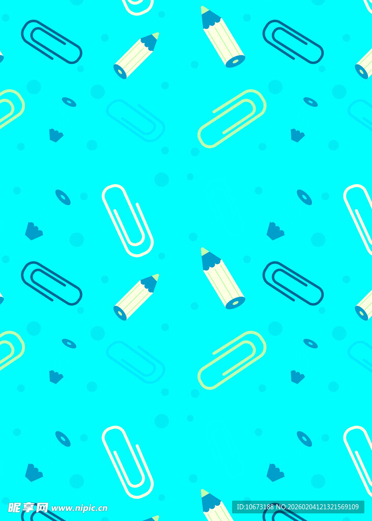 蓝色背景文具图案设计