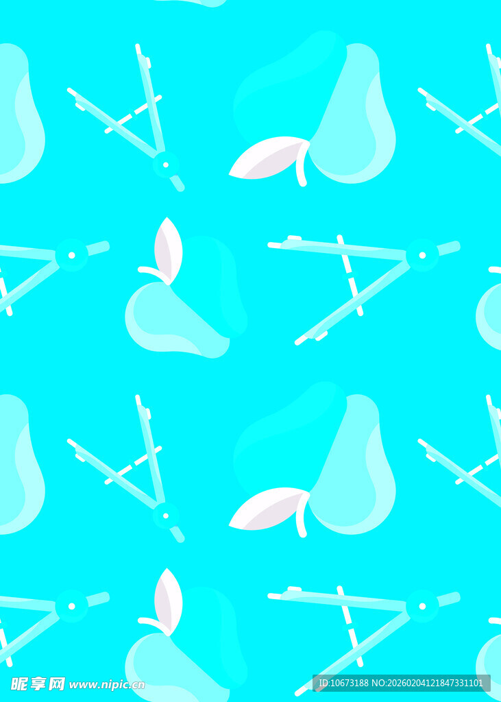 清新蓝底梨与枝图案