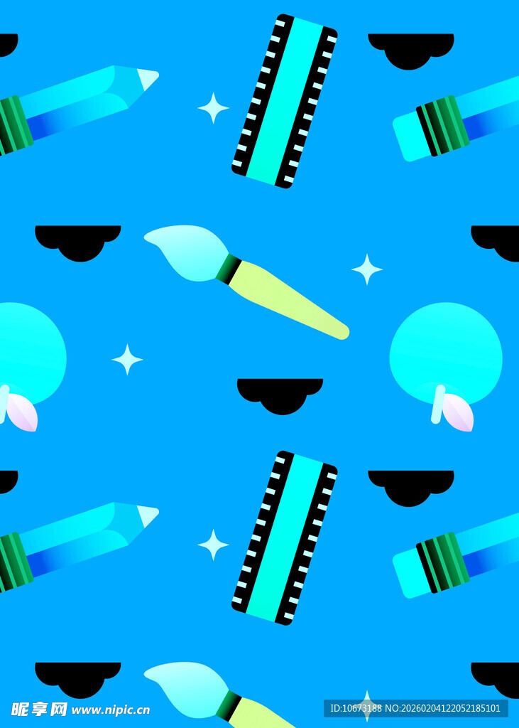 蓝色背景的太空元素图案