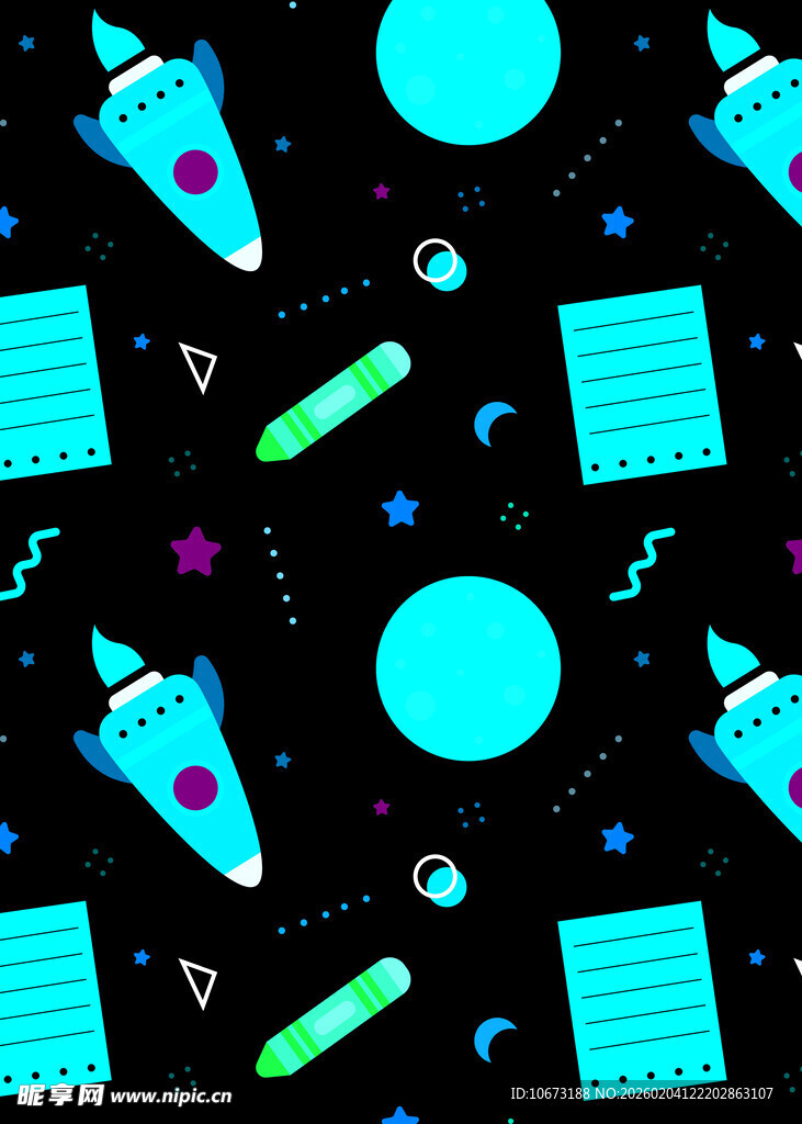 太空主题卡通图案背景