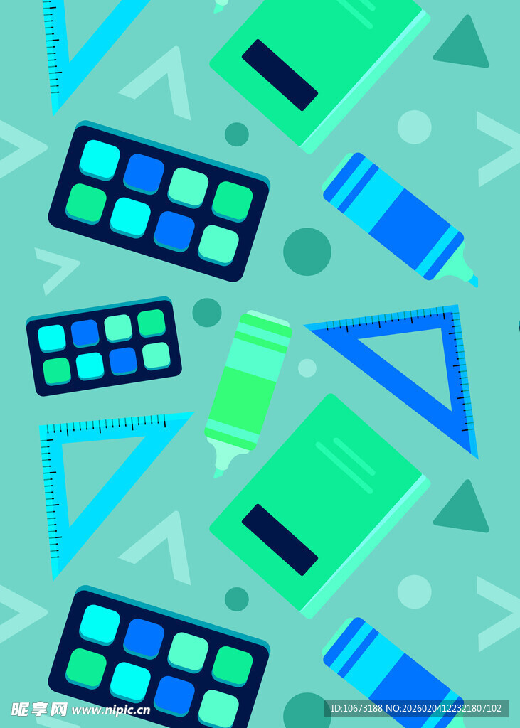 多彩文具图案背景设计